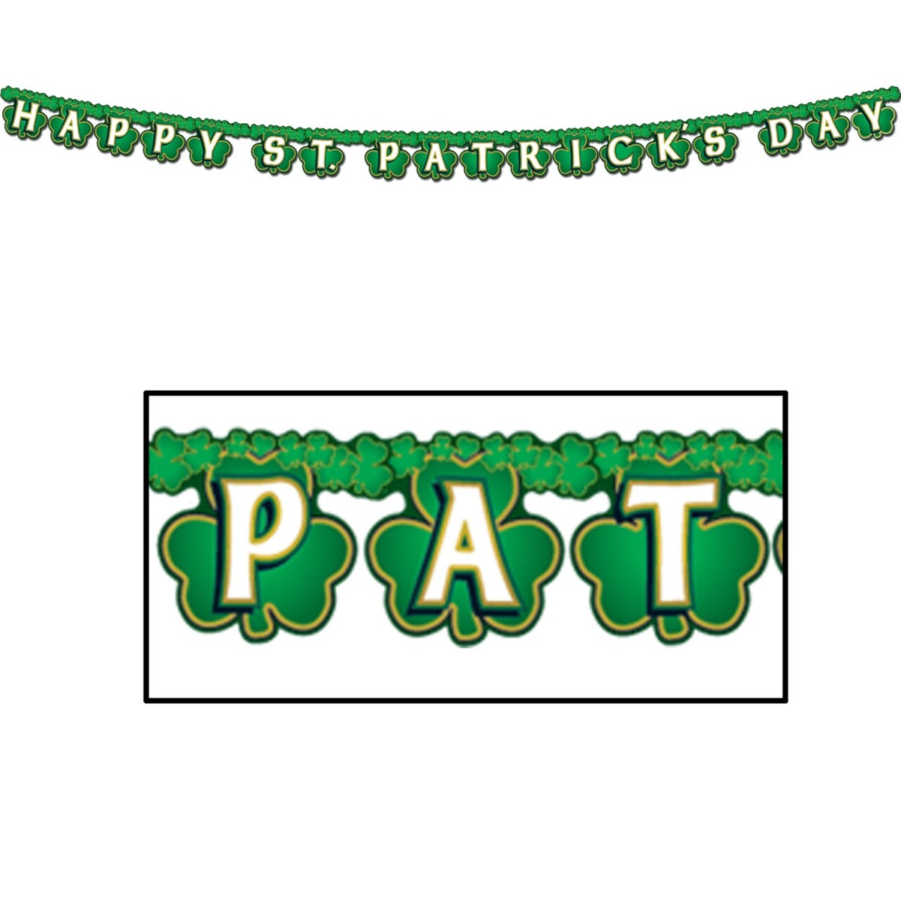 Beistle Club Pack of 12 "Happy St. Patrick's Day" Shamrock Streamer Banner Hanging Decorations 4.5" x 6.75'